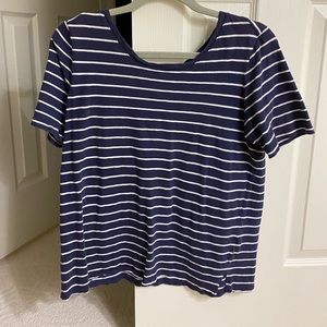 Navy and white stripe short sleeve